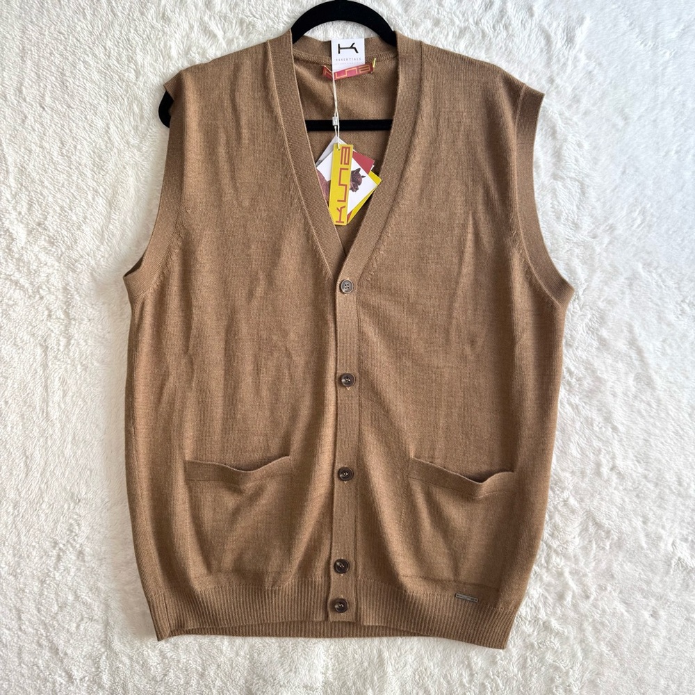 KUNA Arnold Chaleco 100% Baby Alpaca Vest Men’s‎ XL Camel Preppy Academia NEW